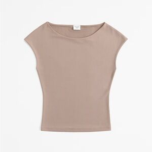 Stretch Crepe Boatneck Top - Taupe / Gray